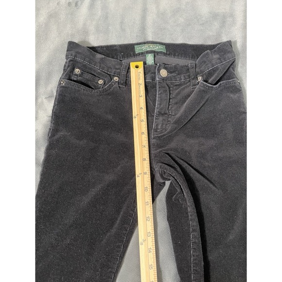 Lauren Ralph Lauren Pants Womens 4 Black Corduroy Straight Leg Mid Rise Petite - Picture 6 of 12